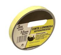 Cinta luminosa autoadhesiva 3m x 1.2cm, ideal para señalización, decoraciones y objetos visibles en la oscuridad.
