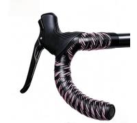 Cinta Manillar Bici Carretera Antideslizante Absorción | Textura elevada, compresión para suave, reduce tensión manos, confort viajes largos, para agarre responsivo(Black-Pink)