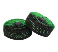 Cinta Manillar Bici EVA Espuma 2 Rollos Perforada | Material PU silicona y EVA, 3mm para grosor, para agarre antideslizante, ideal carretera y montaña(Black-Green)