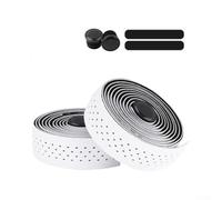 Cinta Manillar Silicona y EVA Anti-manchas Bici | asimétrico único, doble agujeros ventilación, para máxima transpirabilidad, disipación calor eficiente(White and Black)