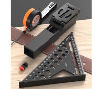 Cinta métrica de 5M y regla triangular para proyectos de diseño de carpintería Kit de herramientas portátil con soporte para clips de cintura