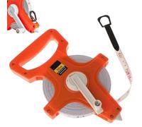 Cinta métrica de fibra de vidrio larga - bobina abierta de 330 pies/100 m con mango de manivela | Escalera métrica/pulgada de doble cara, ABS pesado, perfecta para trabajos de obra,