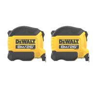 Cinta métrica Dewalt Compact Series de 8 m, paquete de 2 unidades DWHT38127-9