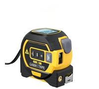 Cinta métrica láser infrarroja 3 en 1, regla todopoderosa, regla todopoderosa, cinta métrica digital con láser, telémetro láser con pantalla LED, herramienta de medición láser(Yellow)