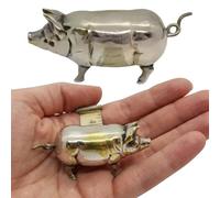 Cinta métrica mini con diseño vintage de cerdito inspirado en estilo retro, con adorable cerdo de latón, herramienta retractil de medición animal perfecta para madres, abuelas, costureras