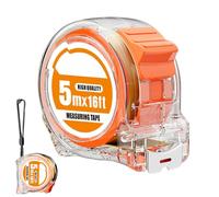 Cinta métrica resistente de 5 m - funda de PC transparente de 1,9 cm de ancho | cinta métrica automática | métrica y pulgadas | Herramienta de medición flexible engrosada | m