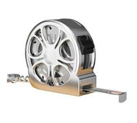 Cinta métrica retráctil de acero inoxidable de 2 m, escala métrica, parada automática, calibre compacto para sastrería, manualidades, hogar, jardín, dorado (plata)