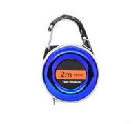 Cinta métrica retráctil de fibra de vidrio de 2 m con gancho para llavero, carcasa de plástico compacta para camping, construcción, bricolaje, herramienta de medición portátil (azul)