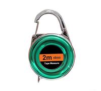 Cinta métrica retráctil de fibra de vidrio de 2 m con gancho para llavero, carcasa de plástico compacta para camping, construcción, bricolaje, herramienta de medición portátil (verde)