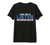 Cinta Morada con el Mensaje «Tengo Tiempo para Escuchar, tu Vida Importa» Camiseta Premium