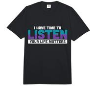 Cinta Morada con el Mensaje «Tengo Tiempo para Escuchar, tu Vida Importa» Comfort Colors Adult Heavyweight T-Shirt