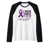 Cinta Morada de Conciencia sobre la Enfermedad de Alzheimer para papá Camiseta Manga Raglan