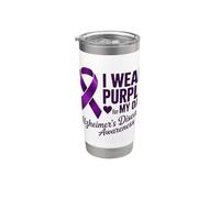 Cinta morada de conciencia sobre la enfermedad de Alzheimer para papá Vaso térmico de acero inoxidable de doble pared