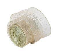 Cinta navideña dorada de 2 m con malla transparente for manualidades: lazos, coronas, adornos for el árbol Navidad, decoración for bodas y fiestas Para Envolver Regalos, DecoracióN NavideñA