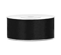 Cinta negra de doble satén de 25 mm, cinta para boda bautizo Navidad Año Nuevo Idea regalo bombonera rollo rollo de 25 metros