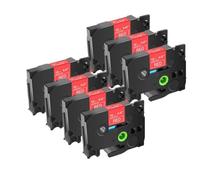 Cinta negra sobre blanca de 7 Uds Compatible con cinta de impresora Tze231 TZ131 531 621 731 de 12mm para fabricantes de etiquetas(White on red)