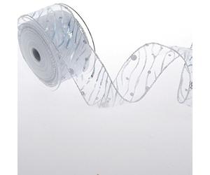 Cinta Ondulada con Puntos Brillantes - Plata - 50 mm - 10 m - 8284 17 (1,75 €/m)