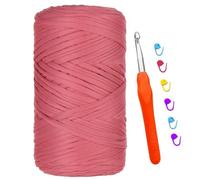 Cinta para bolsos de ganchillo, 400g/120m hilo de ganchillo, hilo grueso para bolsos, cordón para bolsos de ganchillo, para trabajos de punto y ganchillo, bricolaje, manualidades (polvo de piel)