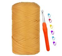 Cinta para Bolsos de Ganchillo, 400g/120m Hilo de Ganchillo, Hilo Grueso para Bolsos, Cordón para Bolsos de Ganchillo, para Trabajos de Punto y Ganchillo, Bricolaje, Manualidades (Amarillo Claro)