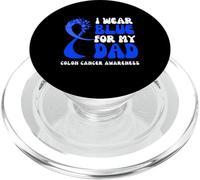 Cinta para concienciación sobre el cáncer de Colon con Texto en inglés I Wear Blue For My Dad PopSockets PopGrip para MagSafe