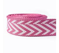 Cinta para coser Cintas de correas Jacquard 5 metros y 38mm for correa bolso, cinta étnica, decoración equipaje, banda al bies costura, accesorios for zapatos cinturón DIY(RD197-RoseRedWhite)