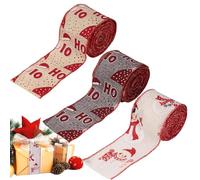 Cinta Para El Árbol De Navidad,Yute Decorativo 3 Rollos Con Puntos | Cinta Para La Corona De Navidad - Halloween Decorando Árbol Haciendo Coronas De La Decoración De La Puerta Mesa Centro Favor