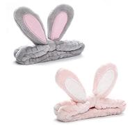 Cinta para el pelo cosmética, 2 unidades, para maquillaje, elástica, suave, para mujeres, niñas, orejas de conejo, para spa, belleza, lavado de cara, yoga, deportes, belleza, rosa, gris