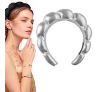 Cinta para el pelo para mujer, banda de maquillaje respetuosa con la piel, para limpieza facial, ducha y cuidado de la piel, banda ancha antideslizante y absorbente, ideal (plata, 50 g)