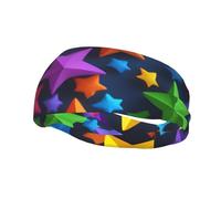 Cinta para el Sudor Deportiva con Estampado de Estrellas de Colores, Transpirable, para Correr, Yoga y Fitness (Unisex).