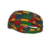 Cinta para el Sudor Deportiva con Estampado de Patchwork de Estilo Africano, Transpirable, para Correr, Yoga y Fitness (Unisex).