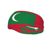 Cinta para el Sudor versátil con la Bandera de Maldivas - Diadema elástica Que Absorbe la Humedad para Yoga, Fitness y Baloncesto, Color Negro, FHD-10906