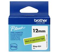 Cinta para etiquetas Brother BTAG-G31 negro sobre verde 12 mm 4 m