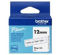 Cinta para impresora de etiquetas Brother BTAG-135 Blanco sobre transparente 12 mm x 4 m