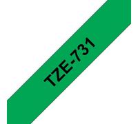 Cinta para impresora de etiquetas Brother TZe 12mm Negro sobre verde 8m