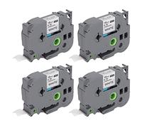 Cinta para impresora de etiquetas, cinta de etiquetas negra sobre blanca para PT E100 PT D210, cinta adhesiva de 8 m de largo y 18 mm de ancho con alta compatibilidad, duradera y (Caja Blanca de 4)