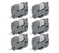 Cinta para impresora de etiquetas, cinta de etiquetas negra sobre blanca para PT E100 PT D210, cinta adhesiva de 8 m de largo y 18 mm de ancho con alta compatibilidad, duradera y (Caja Blanca de 6)