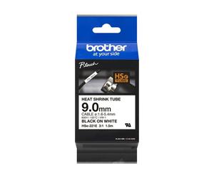 Cinta para impresoras de etiquetas Brother HSE-221E Tubo termorretráctil 9 mm Negro sobre blanco
