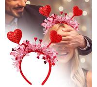Cinta para la cabeza de beso, disfraces de San Valentín para mujer, de corazón rojo, lentejuelas diadema para el cabello, para el cabello, accesorios para fotos para amantes