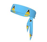 Cinta para la Cabeza Deportiva con la Bandera de Santa Lucía - Doble Cara, Transpirable, para Correr, Yoga y Gimnasio.