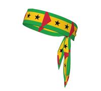 Cinta para la Cabeza Deportiva Unisex con la Bandera de Santo Tomé y Príncipe, Cinta Absorbente para Atar, Adecuada para Fitness, Deportes, Correr, Ciclismo, Senderismo y Yoga.