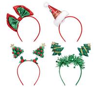 Cinta para la frente, diseño de árbol de Navidad con lentejuelas