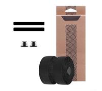 Cinta para manillar de bicicleta de carretera - 2150 mm × 30 mm × 2.8 mm PU/EVA antideslizante y absorbente de golpes envoltura con extremos de barra y bandas de borde (negro)