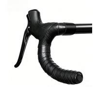 Cinta para manillar de bicicleta de carretera con capa exterior infundida de silicona para resistencia al sudor y al aceite, sin pegamento con el tiempo (negro)
