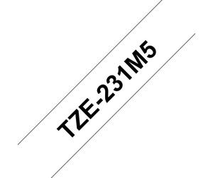 Cinta para rotuladora Brother TZE-231M5 negro sobre blanco 12 mm pack 5 unidades