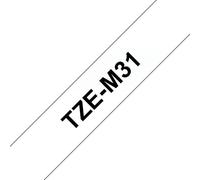 Cinta para Rotuladora Brother TZE-M31 Laminada Mate 1,2 cm x 8 m Negro sobre Transparente