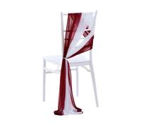 Cinta para Silla de Boda 10/50PCS Chiffon Chair Sashes Cover Aisle Decorations Draping Fabric Wrinkle-Free With Tie For Party Wedding Decorate Banquet(White burgundy,50pcs)