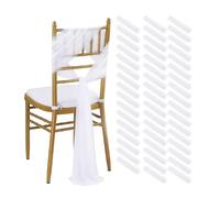 Cinta para Silla de Boda 10/50PCS Chiffon Chair Sashes Wedding Decoration For Aisle Decorations Party Banquet Event Baby Shower 17x250cm(White,50pcs)