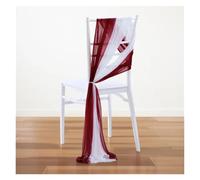 Cinta para Silla de Boda 10/50PCS Like Chiffon Chair Sashes Wedding Decoration 17x250cm Aisle Decorations Party Banquet Event Baby Shower(Burgundy and white,50pcs)