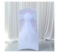Cinta para Silla de Boda 10PCS Wedding Decoration Elegant Long Tail Chair Sashes For Hotel Banquet Elastic Back Flowers With Bow Tie Birthday Party(WHITE)