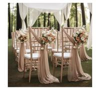 Cinta para Silla de Boda Chiffon Chair Sashes Wedding Decoration Set Of 2 For Party Banquet Event Baby Shower Ceremony Aisle Chairs Decors，30x300cm(Beige2)